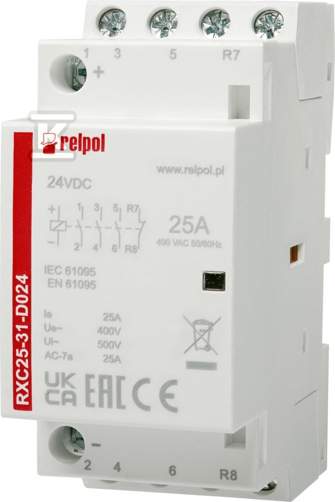 Stycznik instalacyjny 3NO + 1NC, 25A, 24 V DC RXC25-31-D024