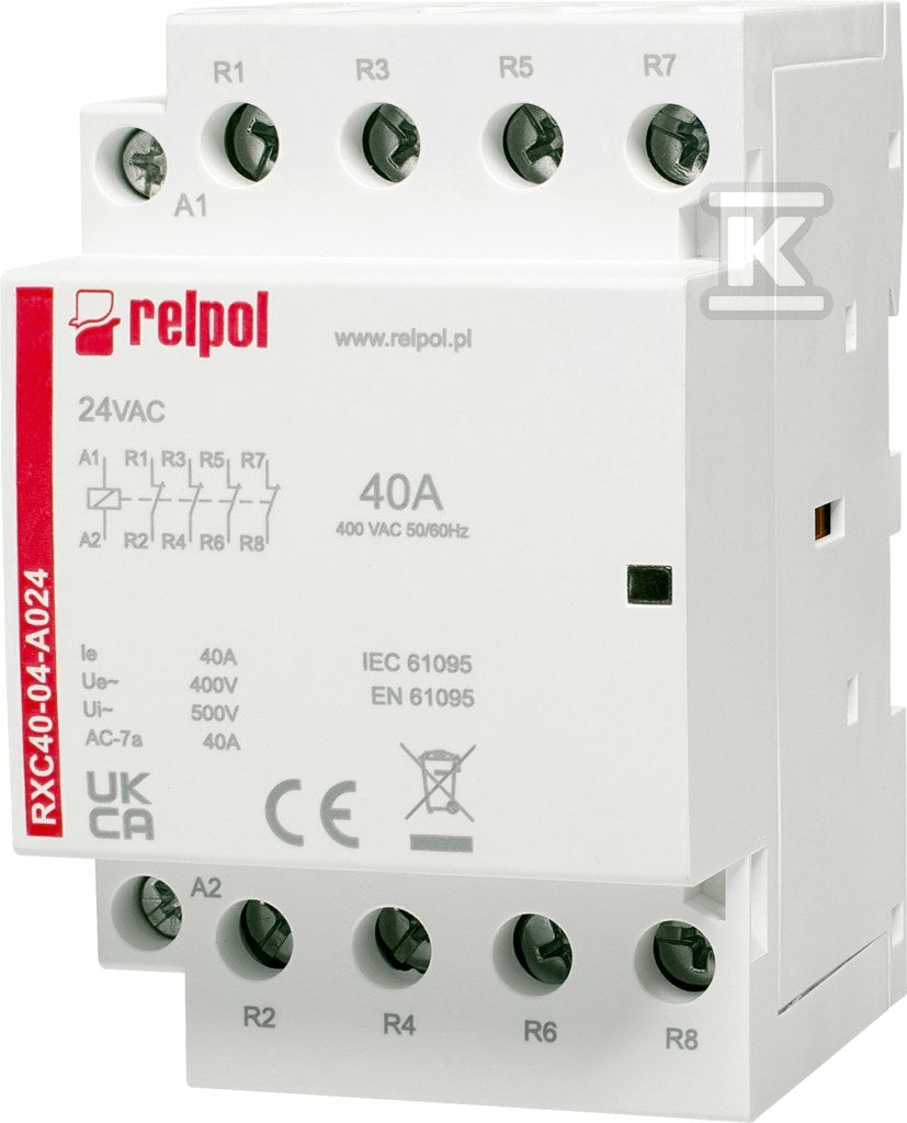 Stycznik instalacyjny 4NC, 40A, 24 VAC RXC40-04-A024