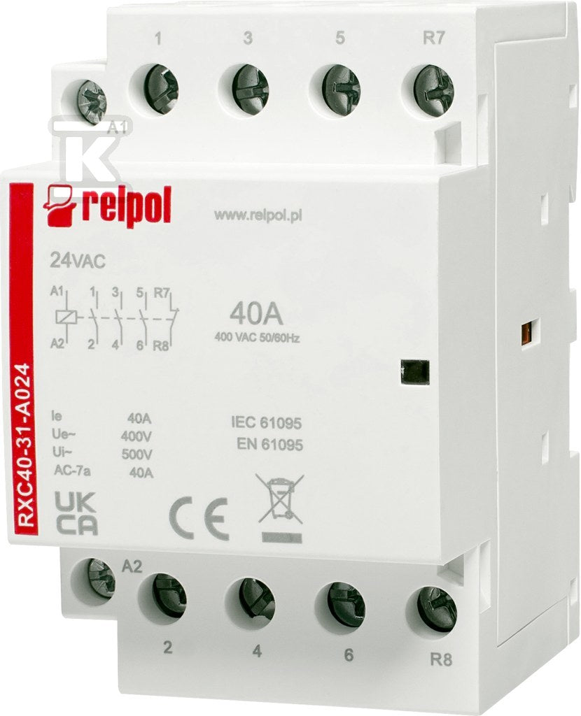 Stycznik instalacyjny 3NO + 1NC, 40A, 24 VAC RXC40-31-A024