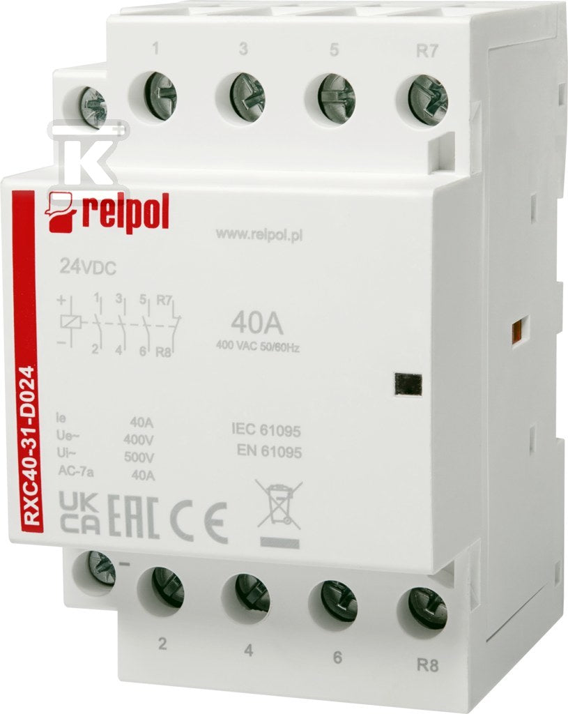 Stycznik instalacyjny 3NO + 1NC, 40A, 24 V DC RXC40-31-D024
