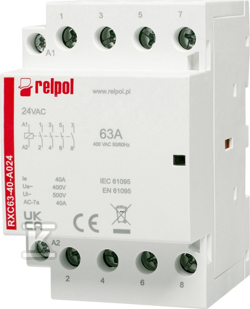 Stycznik instalacyjny 4NO, 63A, 24 VAC RXC63-40-A024