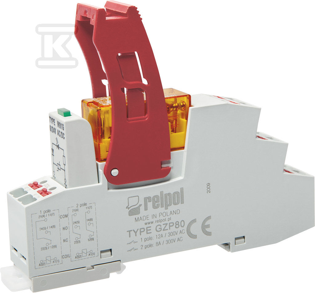 Przekaźnik interfejsowy Push-in PI84-024AC-M91G-PS-2012-01 2P, 8A, 24 V AC, transparentna obudowa