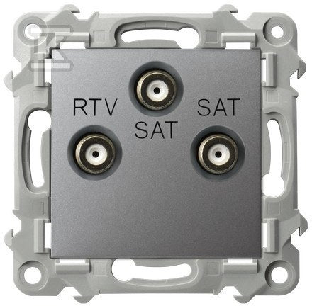 Gniazdo RTV-SAT z dwoma wyjściami SAT - SZARY MAT