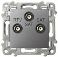 Gniazdo RTV-SAT z dwoma wyjściami SAT - SZARY MAT