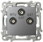 Gniazdo RTV-SAT z dwoma wyjściami SAT - SZARY MAT