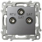 Gniazdo RTV-SAT z dwoma wyjściami SAT, szary mat ARIA