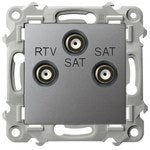 Gniazdo RTV-SAT z dwoma wyjściami SAT, szary mat ARIA
