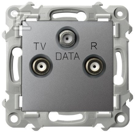 Gniazdo RTV-DATA - SZARY MAT