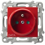 Gniazdo pojedyncze z uziemieniem DATA z przesłonami torów prądowych, biały, AS