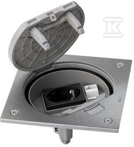 Wkład z pokrywą, z gn. schuko + RJ45 kat.5e, stal nierdz., CONNECT