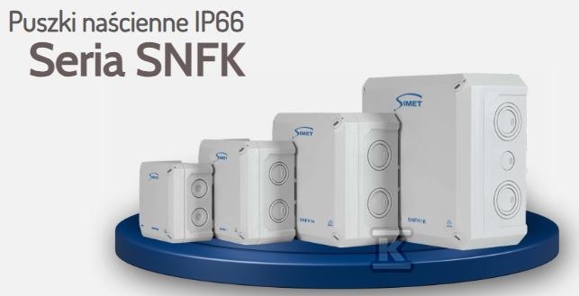 Puszka instalacyjna naścienna SNFK08, 85x85x54, IP66 biały