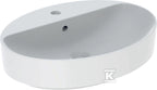 Umywalka Variform stawiana na blat, owalna, B60 cm, H15.8 cm, T45 cm, z przelewem, z otworem na baterię, KeraTect