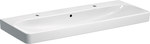 Umywalka Smyle Square B120 cm, H16.5 cm, T48 cm, z przelewem, z dwoma otworami na baterię, KeraTect