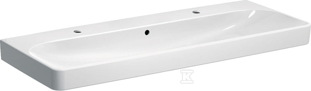 Umywalka Smyle Square B120 cm, H16.5 cm, T48 cm, z przelewem, z dwoma otworami na baterię, KeraTect