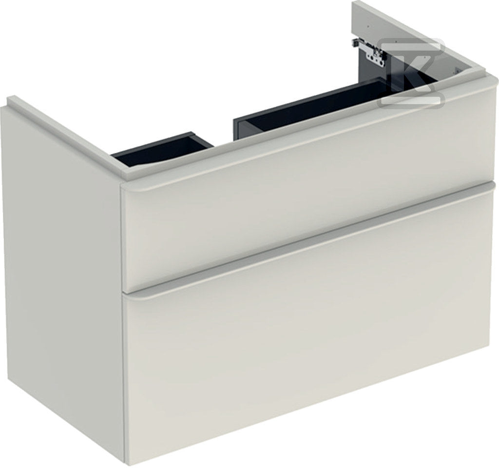 Szafka pod umywalkę Smyle Square B88.4 cm, H61.7 cm, T47 cm, z dwoma szufladami, sand grey