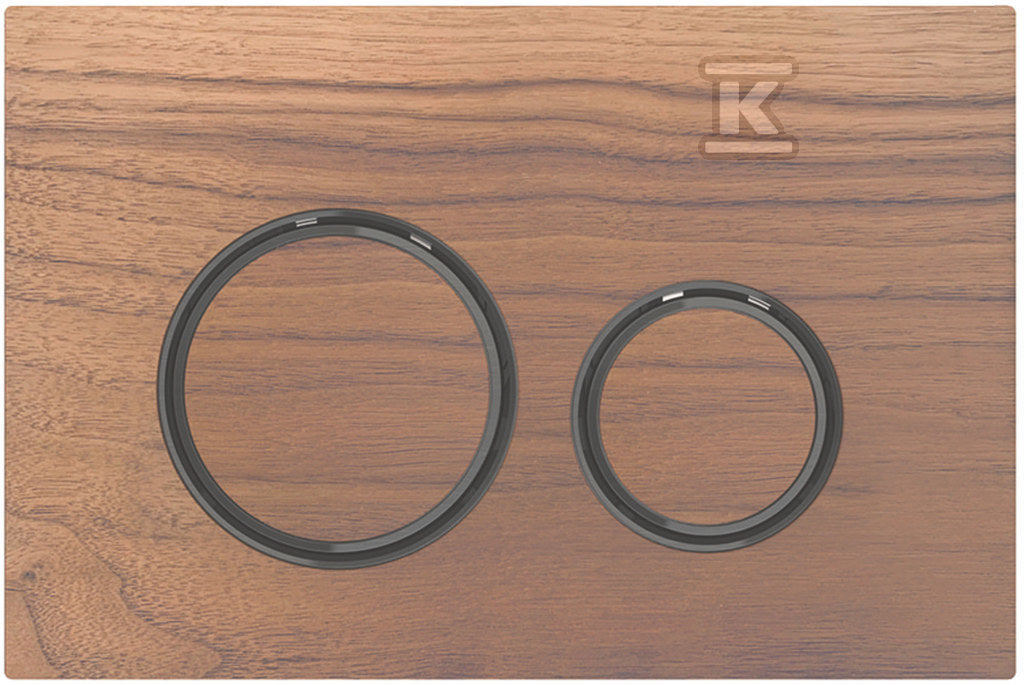 Przycisk spłukujący Sigma21, przedni, amerykański orzech włoski, pierścienie: czarny chrom