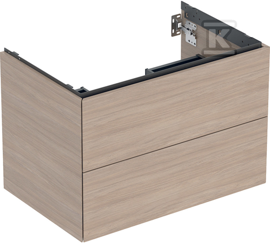 Szafka pod umywalkę One B74 cm, H50.4 cm, T47 cm, z dwoma szufladami, dąb