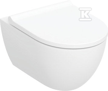 Zestaw wiszącej miski WC Acanto, lejowa, B36 cm, H38.5 cm, T53 cm, ukryte mocowania, z techniką spłukiwania TurboFlush, z deską sedesową, mocowanie od góry, wolne opadanie, z wypinanymi zawiasami