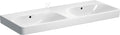 Umywalka podwójna Smyle Square B120 cm, H16.5 cm, T48 cm, z dwoma przelewami, bez otworów na baterie