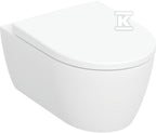 Zestaw wiszącej miski WC iCon, lejowa, B35.5 cm, H37.5 cm, T53 cm, ukryte mocowania, Rimfree, z deską sedesową, mocowanie od góry, wolne opadanie, z wypinanymi zawiasami