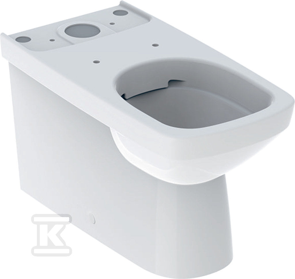 Miska stojąca WC Selnova Square do spłuczki nasadzanej, lejowa, B35 cm, H40 cm, T68 cm, przylegająca do ściany, częściowo ukryte mocowania, odpływ poziomy lub pionowy, Rimfree
