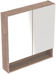 Szafka z lustrem Selnova Square B58.8 cm, H85 cm, T17.5 cm, z dwojgiem drzwi, orzech włoski hickory jasny