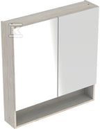 Szafka z lustrem Selnova Square B58.8 cm, H85 cm, T17.5 cm, z dwojgiem drzwi, orzech włoski hickory jasny