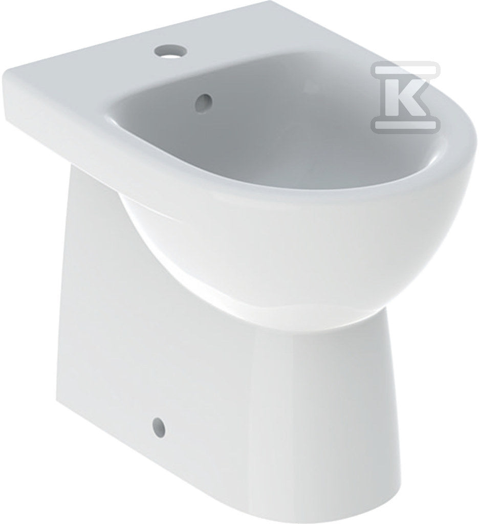 Bidet stojący Selnova Compact przylegający do ściany, B35.5 cm, H40 cm, T48 cm, krótki, częściowo ukryte mocowania, z przelewem, z otworem na baterię