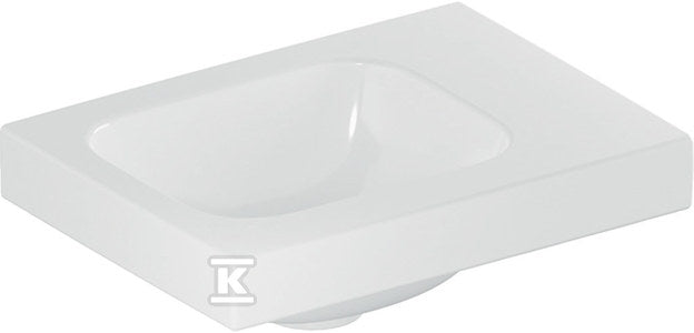 Umywalka iCon Light kompaktowa, B38 cm, H13 cm, T28 cm, bez przelewu, bez otworu na baterię, z powierzchnią odkładczą po prawej stronie, biały, KeraTect