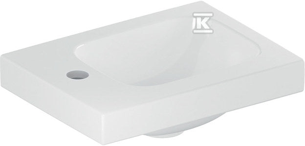 Umywalka iCon Light kompaktowa, B38 cm, H13 cm, T28 cm, bez przelewu, z otworem na baterię po lewej stronie, z powierzchnią odkładczą po lewej stronie, biały, KeraTect