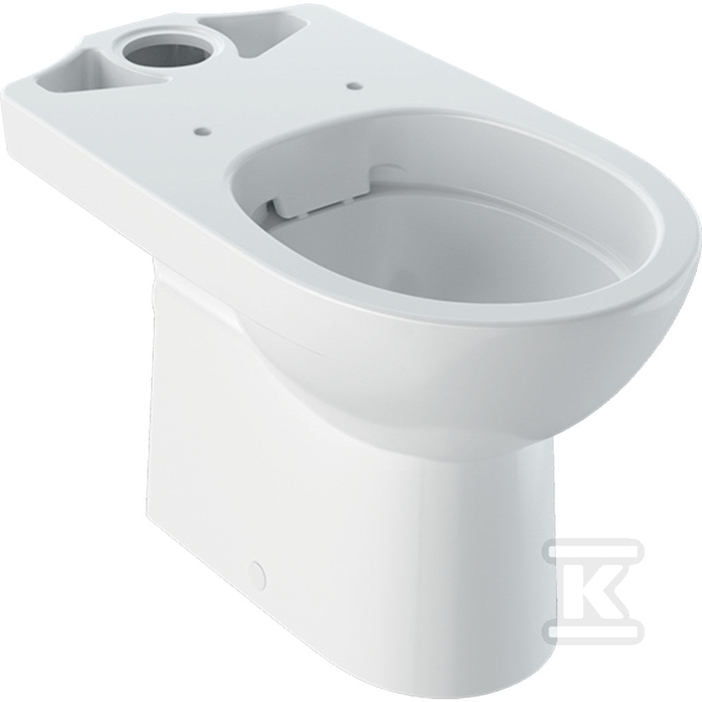 Miska stojąca WC Selnova do spłuczki nasadzanej, lejowa, B36 cm, H40 cm, T68 cm, częściowo ukryte mocowania, odpływ poziomy, Rimfree