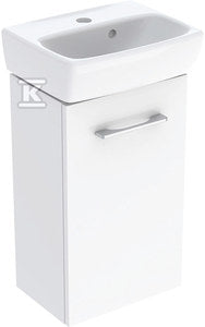 Zestaw szafki Selnova Square pod umywalkę, B36 cm, H65.2 cm, T28 cm, z jednymi drzwiami, biały, z umywalką kompaktową, z przelewem, z otworem na baterię