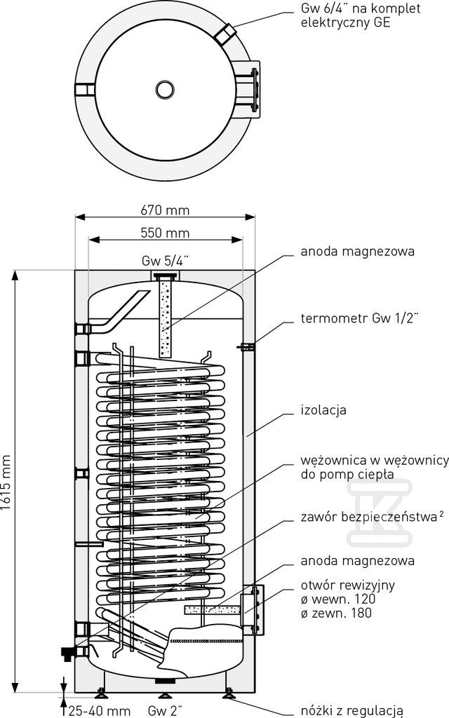 Wymiennik do pomp ciepła SGW(S) Maxi 300L z wężownicą spiralną 3,6m2, stojący, poliuretan, PVC szary, v.2