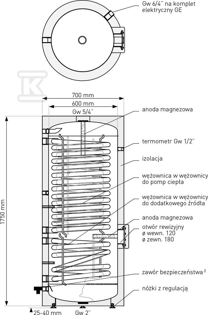 Wymiennik 400l MAXI PLUS SGW(S)B z dwiema wężownicami, emaliowany, twarda pianka poliuretanowa, skay, pionowy wolnostojący