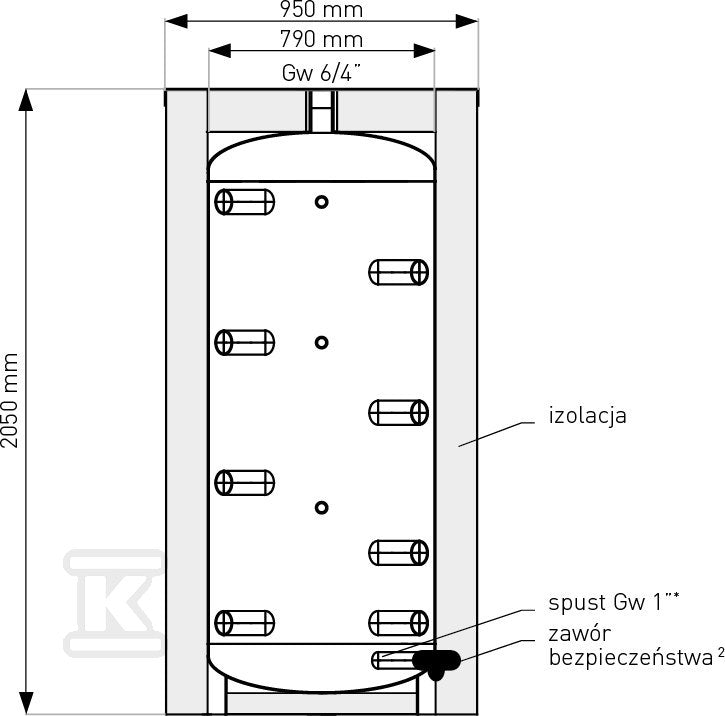 Zbiornik buforowy SG(B) czarny 1000L, rozbieralna miękka pianka poliuretanowa 100mm, skay