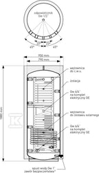 Akumulacyjny zbiornik warstwowy MULTI-INOX 800L wężownica inox do C.W.U. i 1 wężownica spiralna, rozbieralna pianka poliuretanowa 100mm, skay