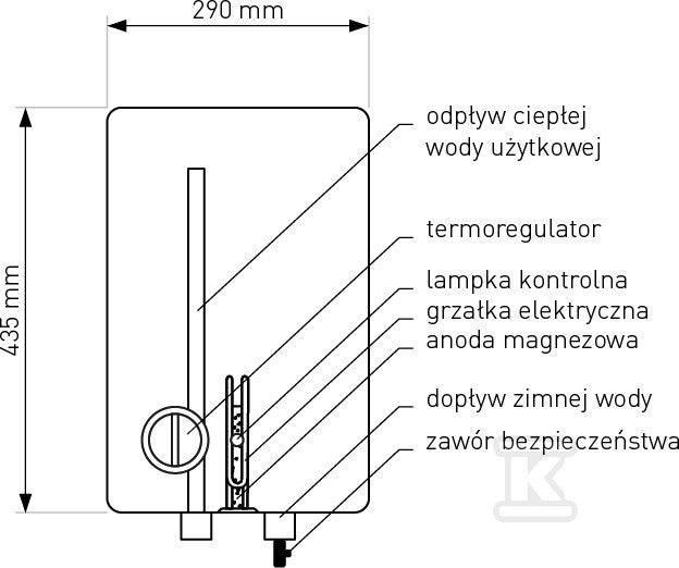 Ogrzewacz wody FOX 10l nadumywalkowy, ciśnieniowy