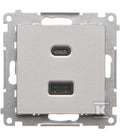 Ładowarka USB podwójna, C+A, 3,1A, 30W, aluminium mat, SIMON55
