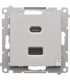 Ładowarka USB podwójna, C+A, 3,1A, 30W, aluminium mat, SIMON55