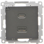 Ładowarka USB podwójna, C+A, 3,1A, 30W, czarny mat, SIMON55