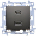 Ładowarka USB podwójna, C+A, 30W, czarny mat, SIMON10