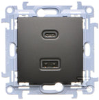 Ładowarka USB podwójna, C+A, 30W, czarny mat, SIMON10