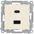Ładowarka USB podwójna, C+A, kremowy, maksymalna moc ładowania:30W, SIMON54