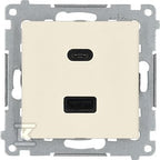 Ładowarka USB podwójna, C+A, kremowy, maksymalna moc ładowania:30W, SIMON54