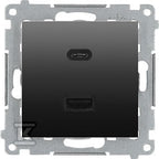 Ładowarka USB podwójna, C+A, antracyt, metalizowany, maksymalna moc ładowania:30W, SIMON54