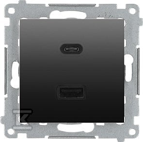 Ładowarka USB podwójna, C+A, antracyt, metalizowany, maksymalna moc ładowania:30W, SIMON54