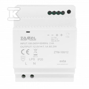 Zasilacz impulsowy montowany na szynie TH-35 (DIN), 100W, 12V DC ZTM-100/12