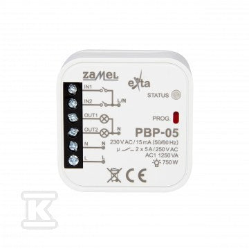 Przekaźnik bistabilny 2-kanałowy dopuszczalny 230V AC PBP-05