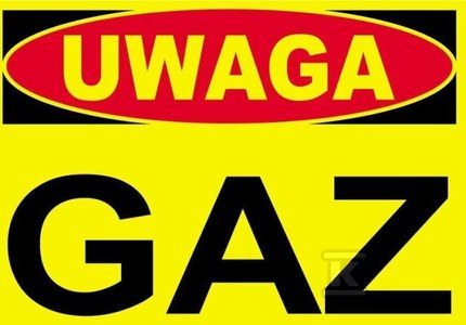 Budowlana tablica ostrzegawcza UWAGA GAZ