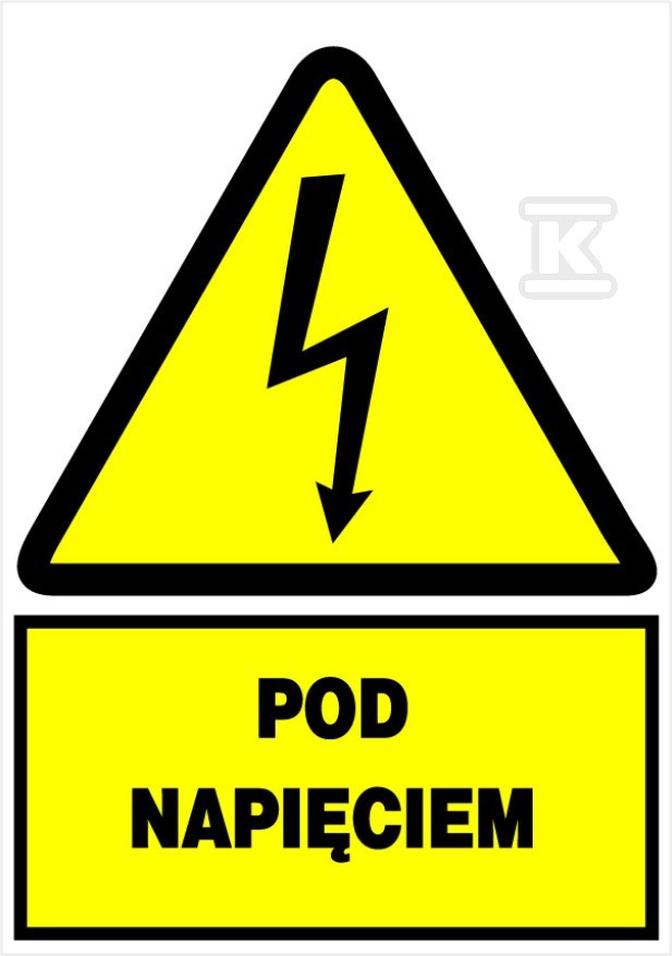 Tablica ostrzegawcza samoprzylepna 105x148 NO Pod napieciem
